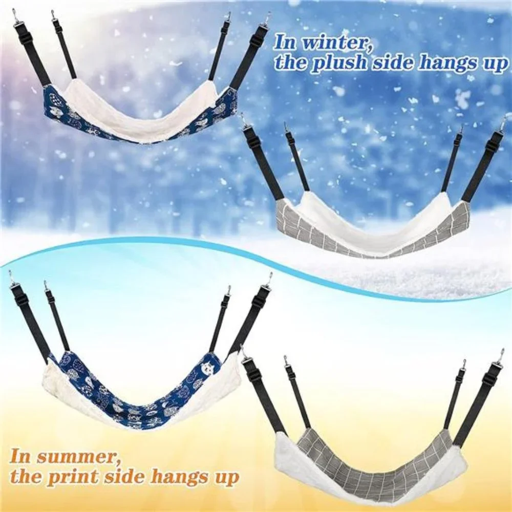 2 Pieces Reversible Cat Hanging Hammock Soft Breathable Pet Cage Hammock